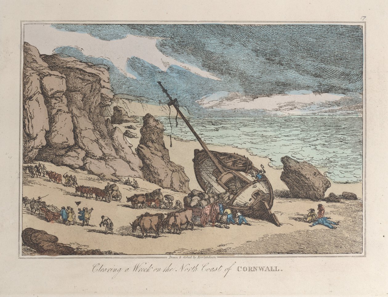Remoção de um navio naufragado na costa norte da Cornualha de Thomas Rowlandson