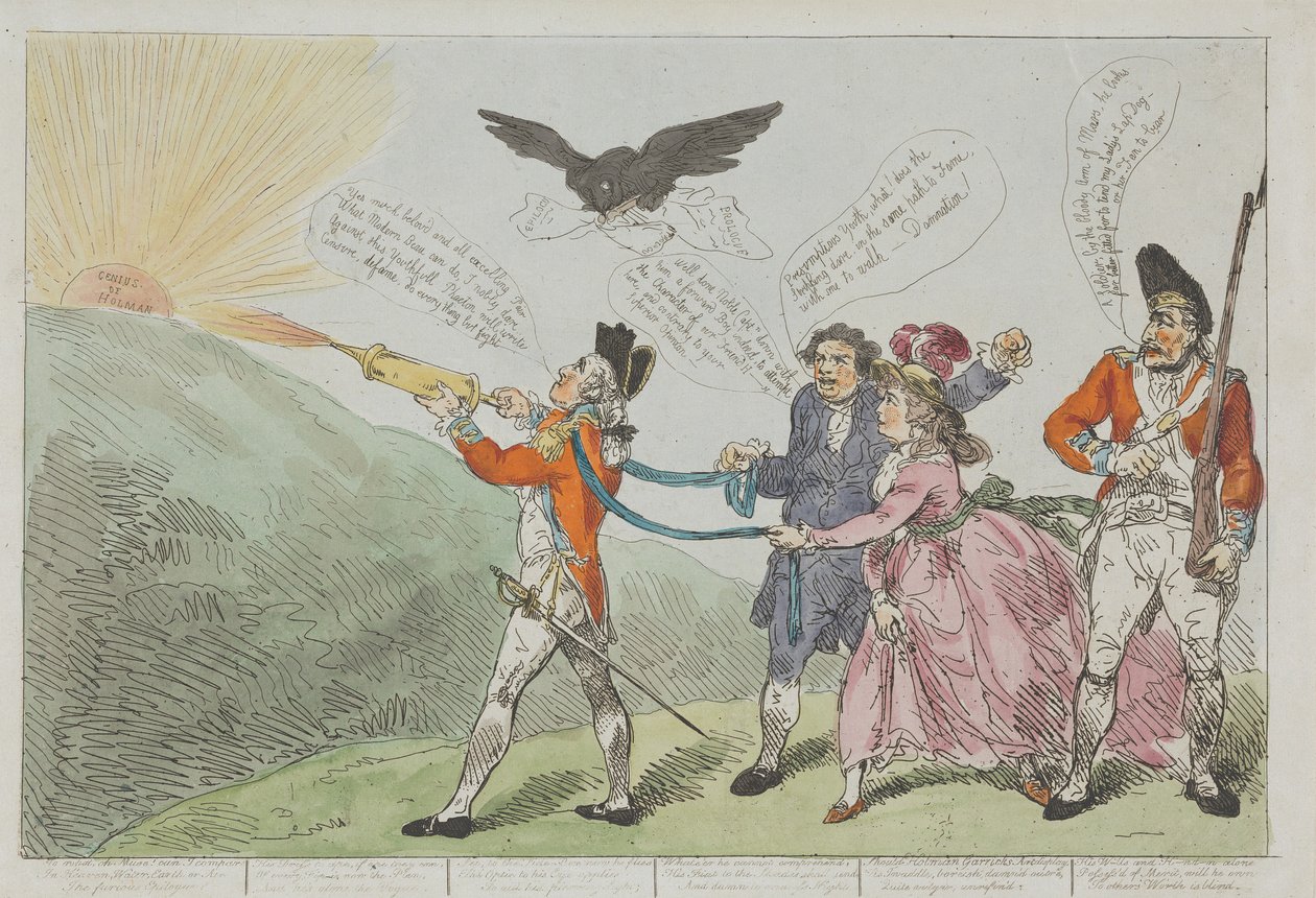 O Coronel Topham, tentando, com o seu «Squirt», extinguir o génio de Holman de Thomas Rowlandson