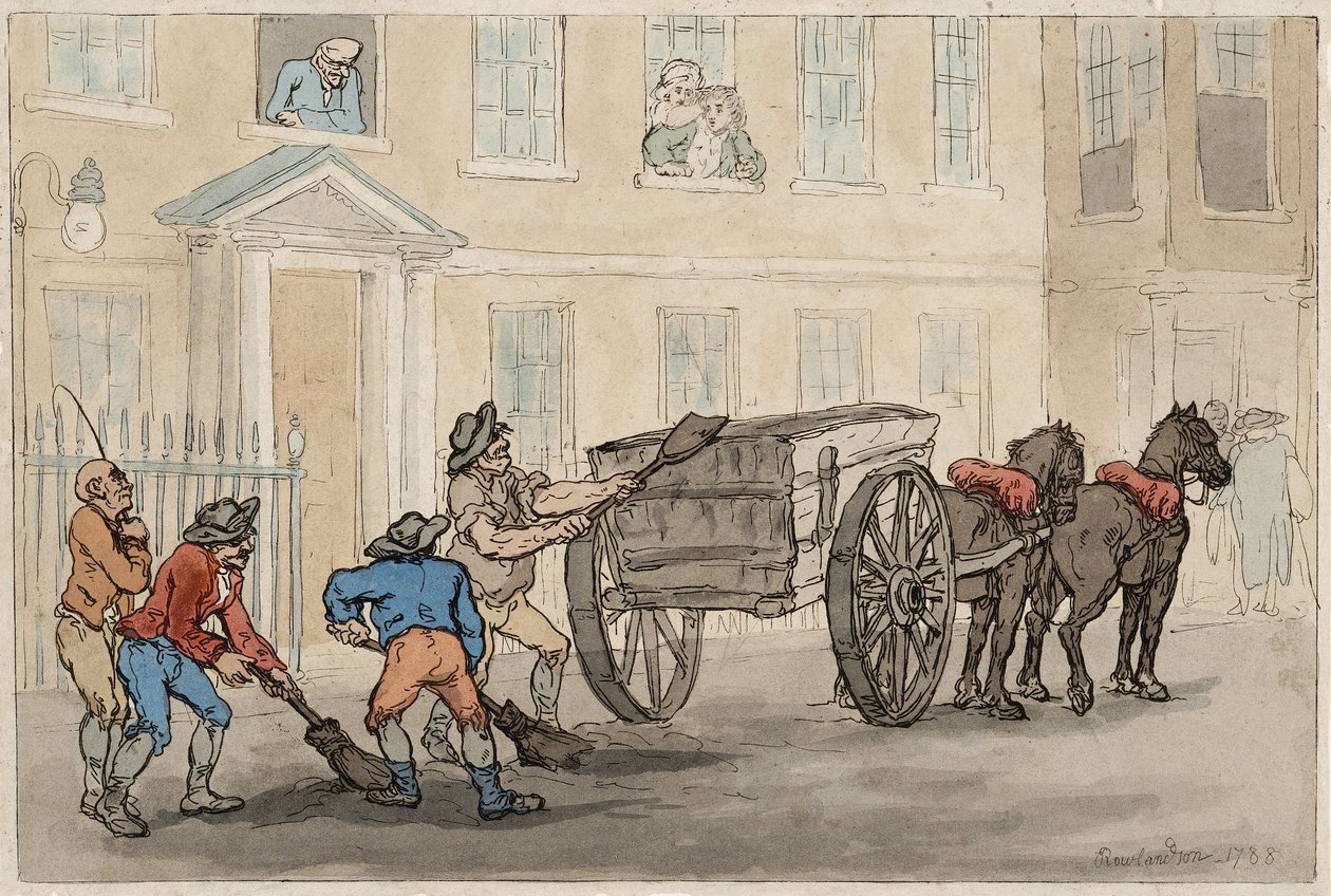 Coletando o solo noturno, pub. 1788 de Thomas Rowlandson