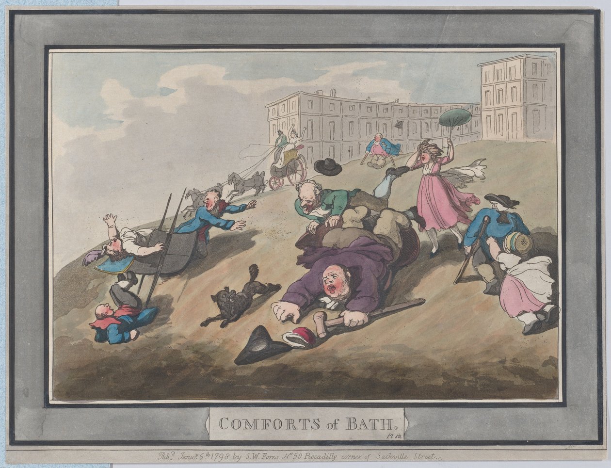 Comforts of Bath, Placa 12, 6 de janeiro de 1798., 6 de janeiro de 1798. de Thomas Rowlandson