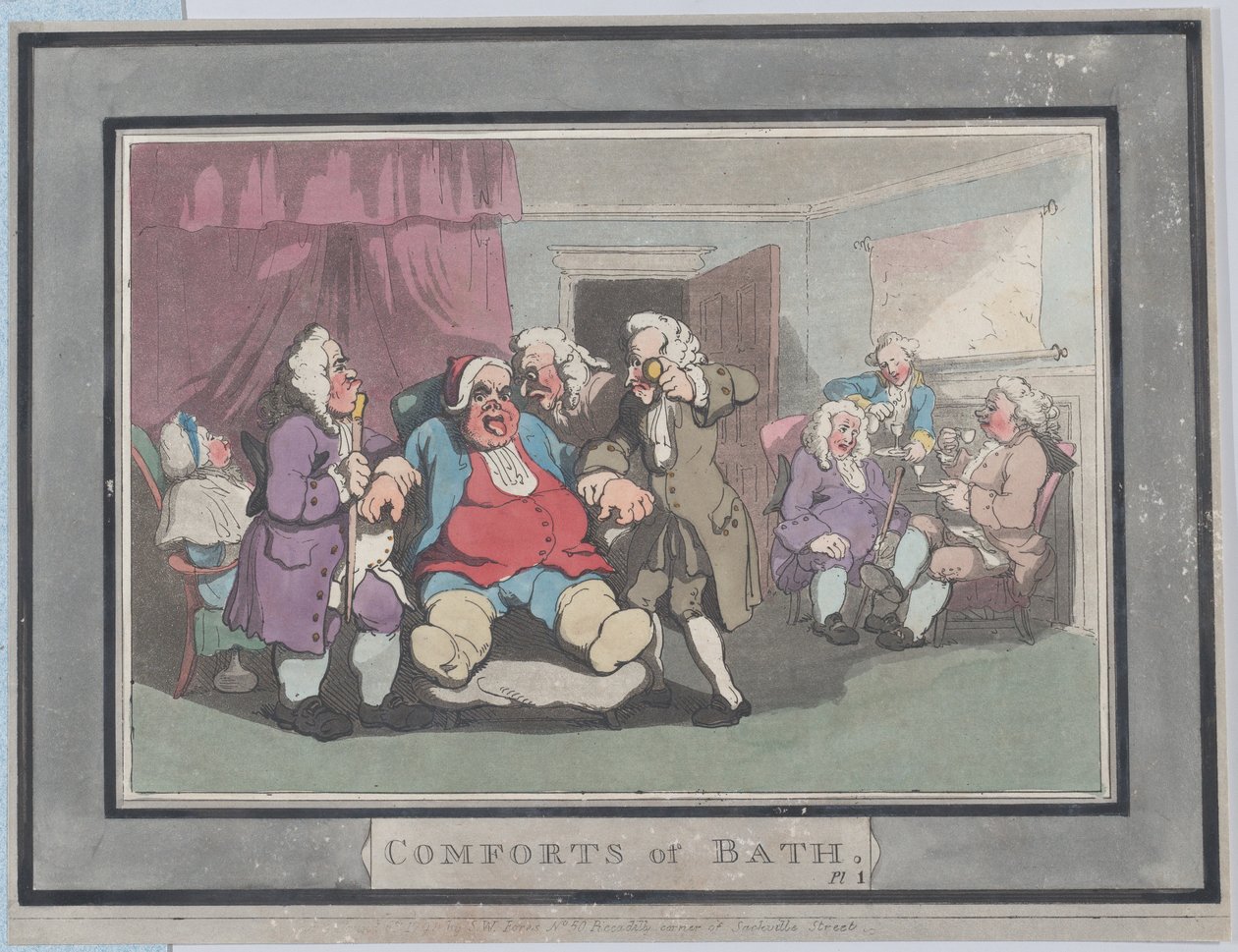 Comforts of Bath, Placa 1, 6 de janeiro de 1798., 6 de janeiro de 1798. de Thomas Rowlandson
