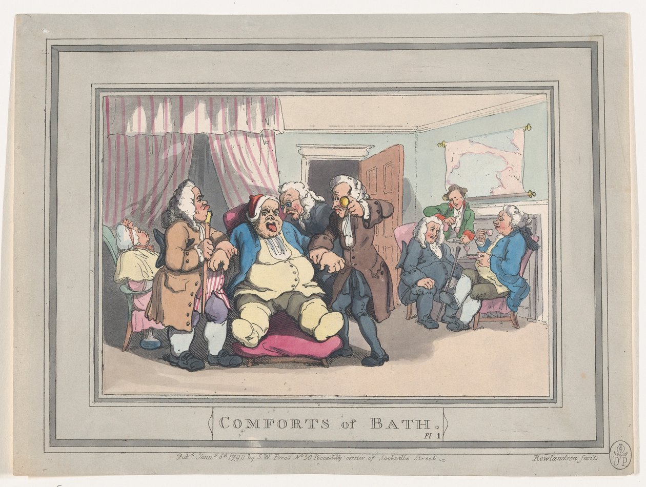 Comforts of Bath, Placa 1, 6 de janeiro de 1798., 6 de janeiro de 1798. de Thomas Rowlandson