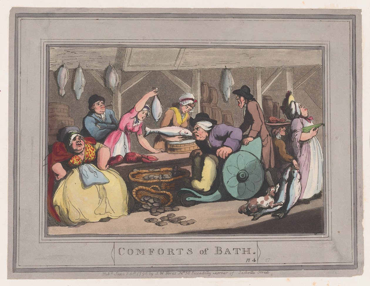 Comforts of Bath, Placa 4, 6 de janeiro de 1798., 6 de janeiro de 1798. de Thomas Rowlandson
