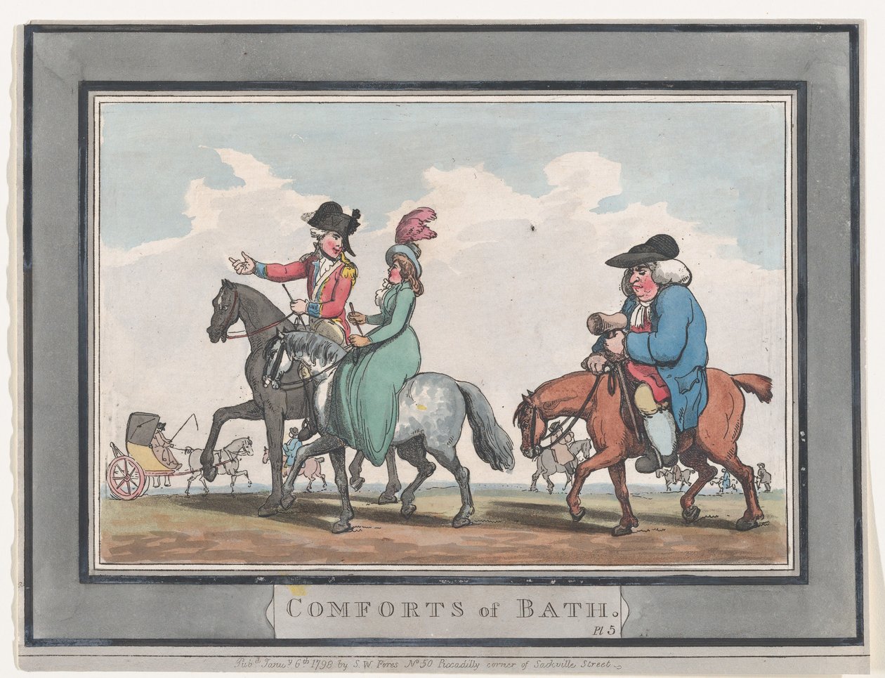 Comforts of Bath, Placa 5, 6 de janeiro de 1798., 6 de janeiro de 1798. de Thomas Rowlandson