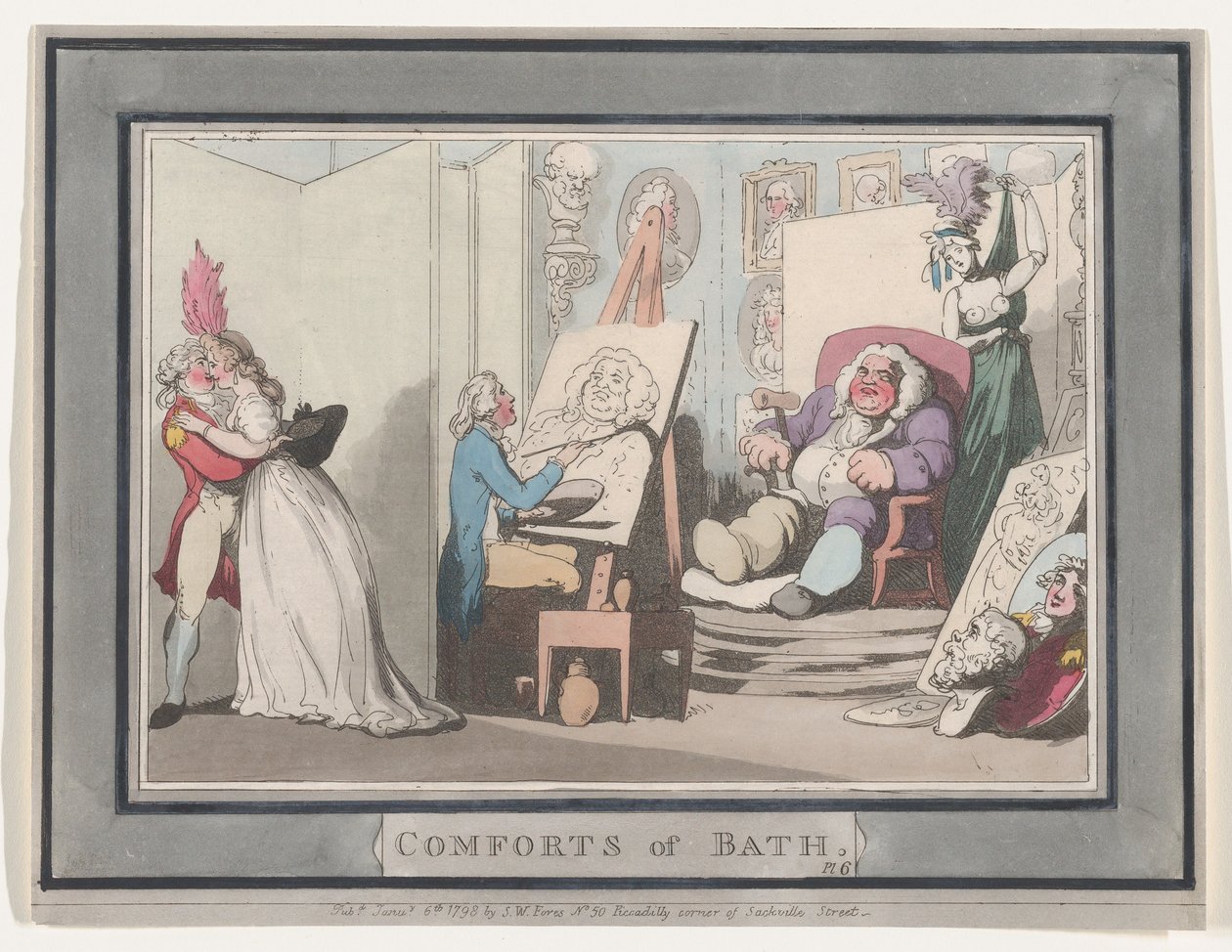 Comforts of Bath, Placa 6, 6 de janeiro de 1798., 6 de janeiro de 1798. de Thomas Rowlandson