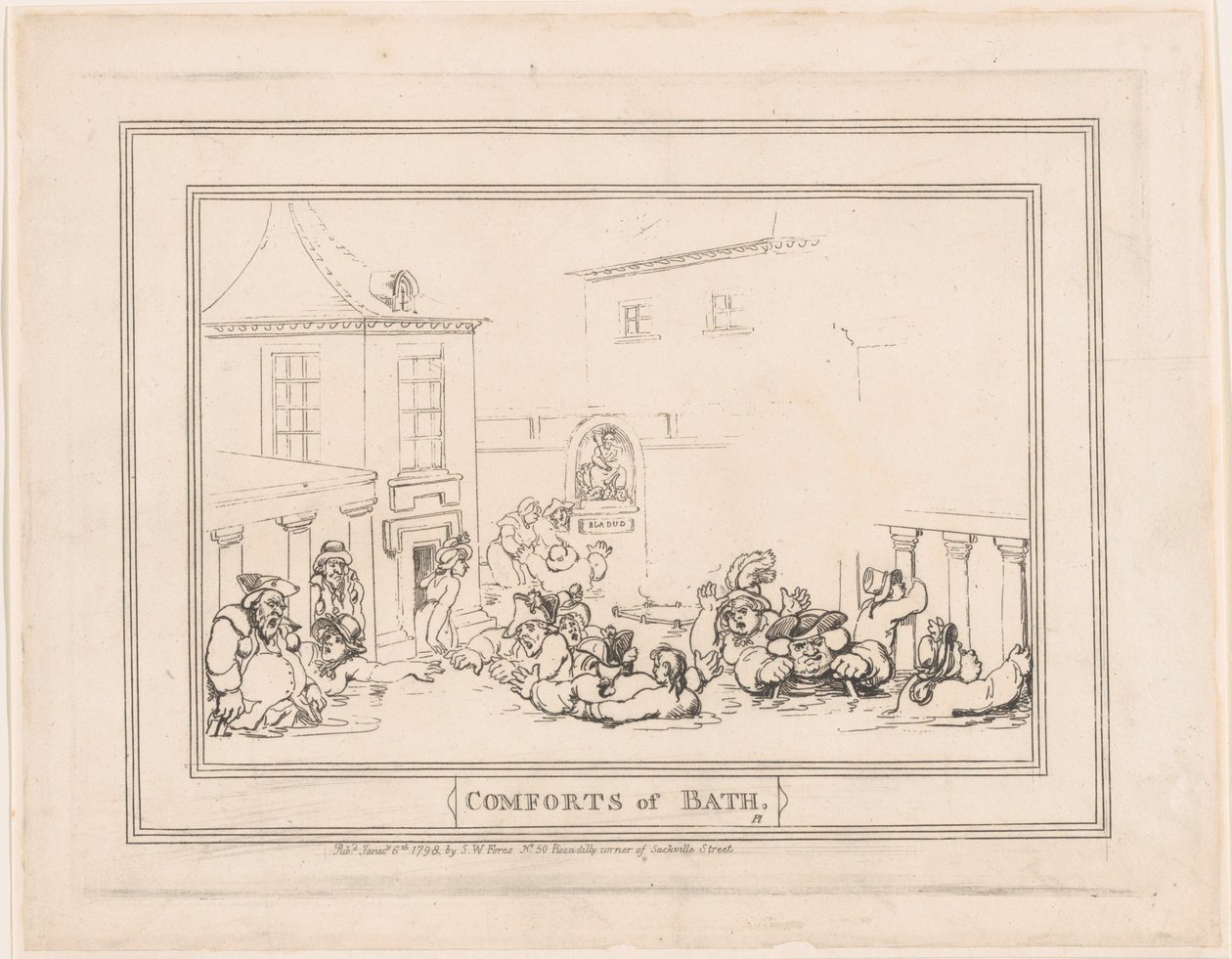 Os prazeres do banho, Placa 7 de Thomas Rowlandson