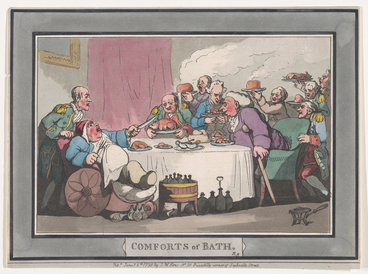 Comforts of Bath, Placa 9, 6 de janeiro de 1798., 6 de janeiro de 1798. de Thomas Rowlandson
