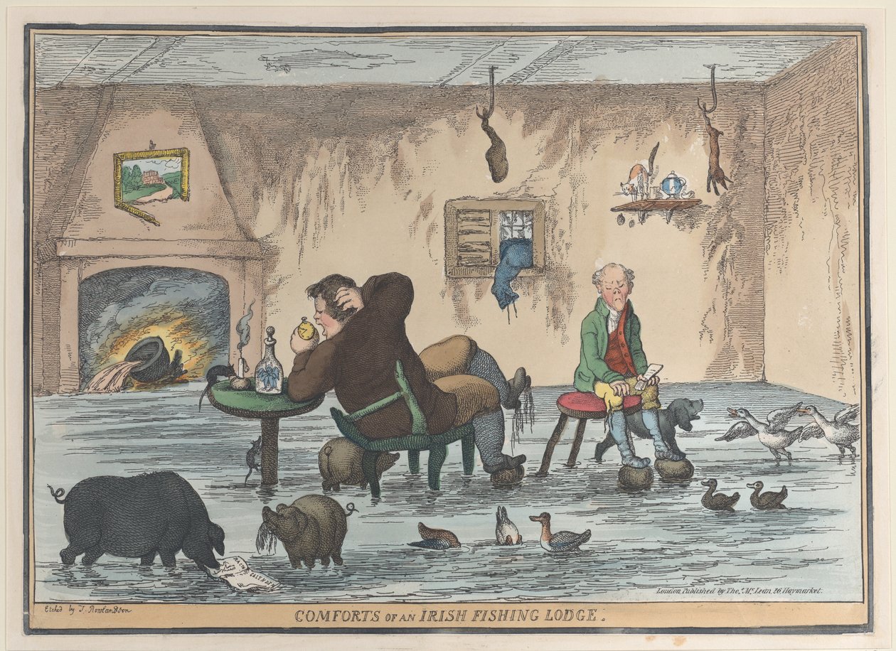 Comforts of an Irish Fishing Lodge, 12 de maio de 1812., 12 de maio de 1812. de Thomas Rowlandson