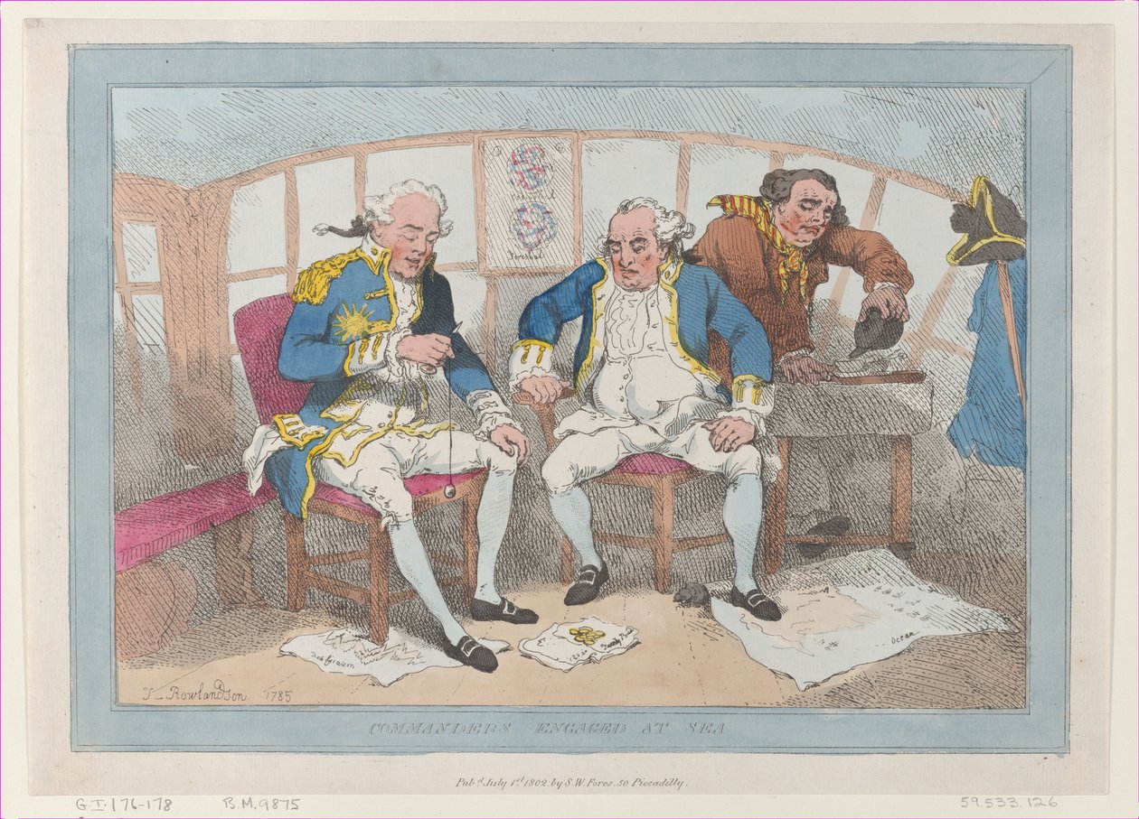 Commanders Engaged at Sea, [1785], reeditado em 1º de julho de 1802., [1785], reeditado em 1º de julho de 1802. de Thomas Rowlandson