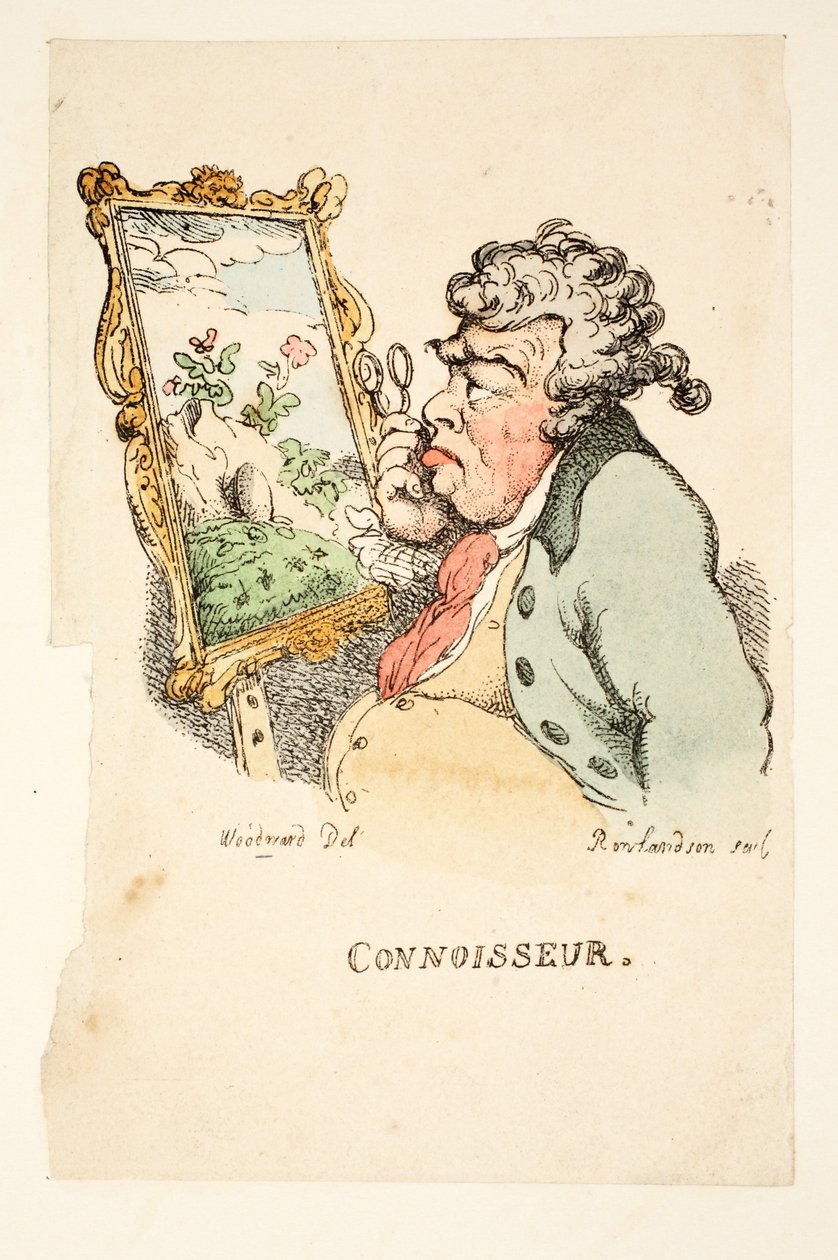 Connoisseur, (gravura colorida à mão) de Thomas Rowlandson