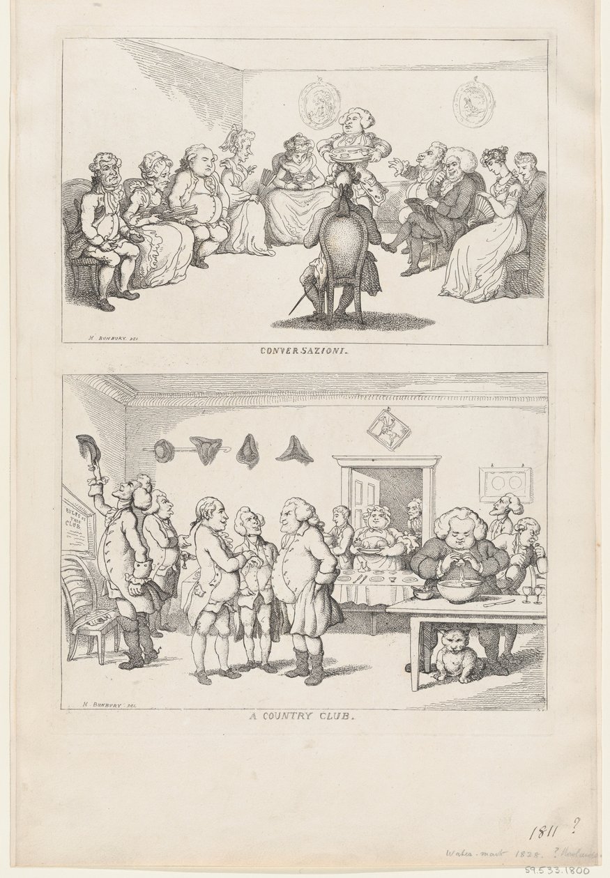 Conversação e um Country Club, 1806-11., 1806-11. de Thomas Rowlandson