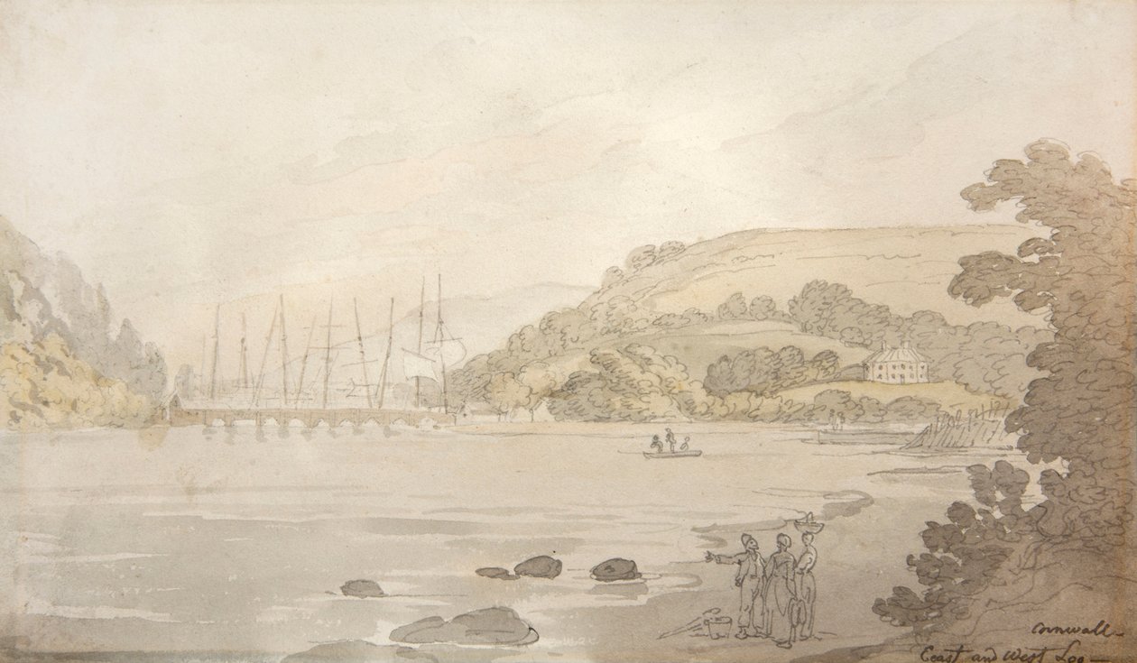 Cornualha, East e West Looe (aguarela) de Thomas Rowlandson