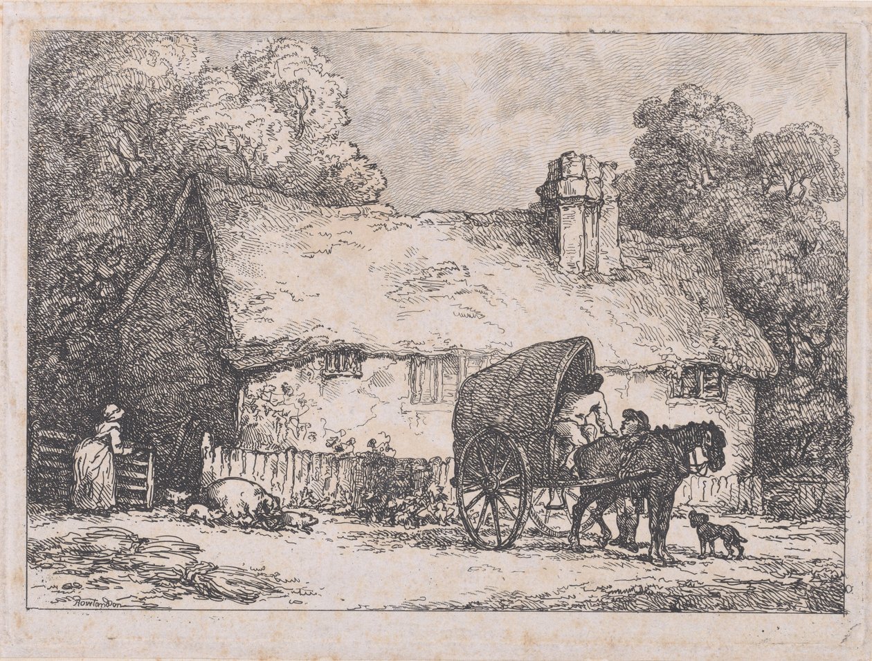 Casinha de campo com carroça e porcos de Thomas Rowlandson