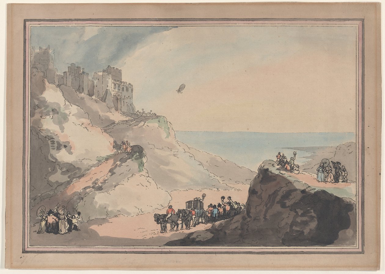 Partida do Balão de Blanchard e Jeffries de Dover, 7 de janeiro de 1785, janeiro ..., janeiro de 1794. de Thomas Rowlandson