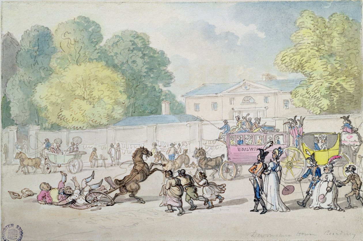 Devonshire House, Piccadilly de Thomas Rowlandson