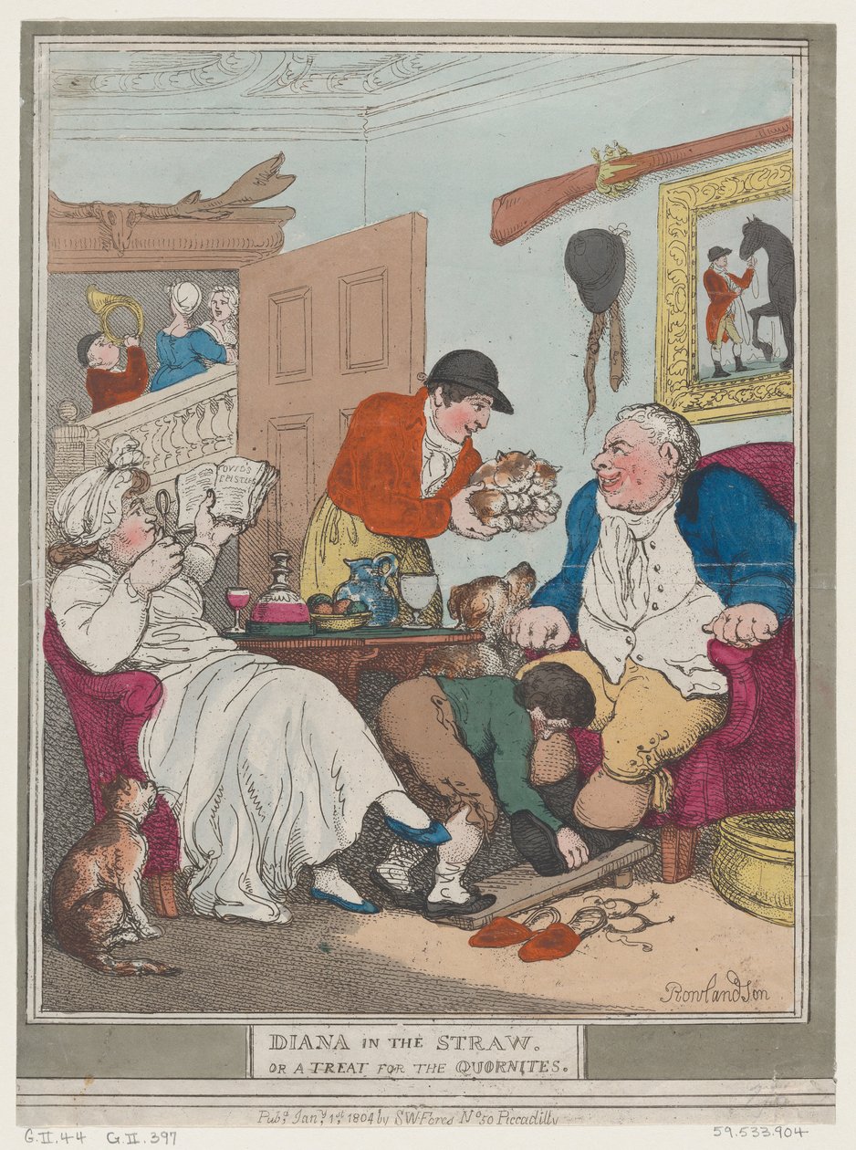 Diana in the Straw, or A Treat for Quornites, 1º de janeiro de 1804., 1º de janeiro de 1804. de Thomas Rowlandson
