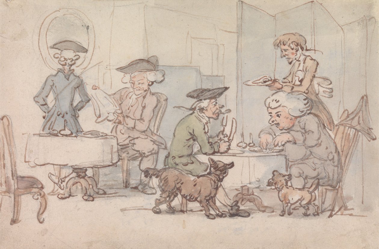 Clientes num restaurante clandestino de Thomas Rowlandson