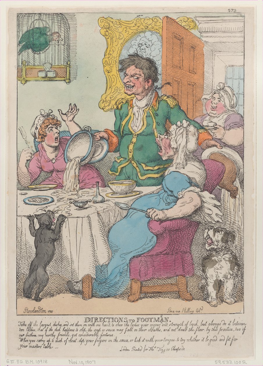 Direções para Footmen, 10 de novembro de 1807., 10 de novembro de 1807. de Thomas Rowlandson
