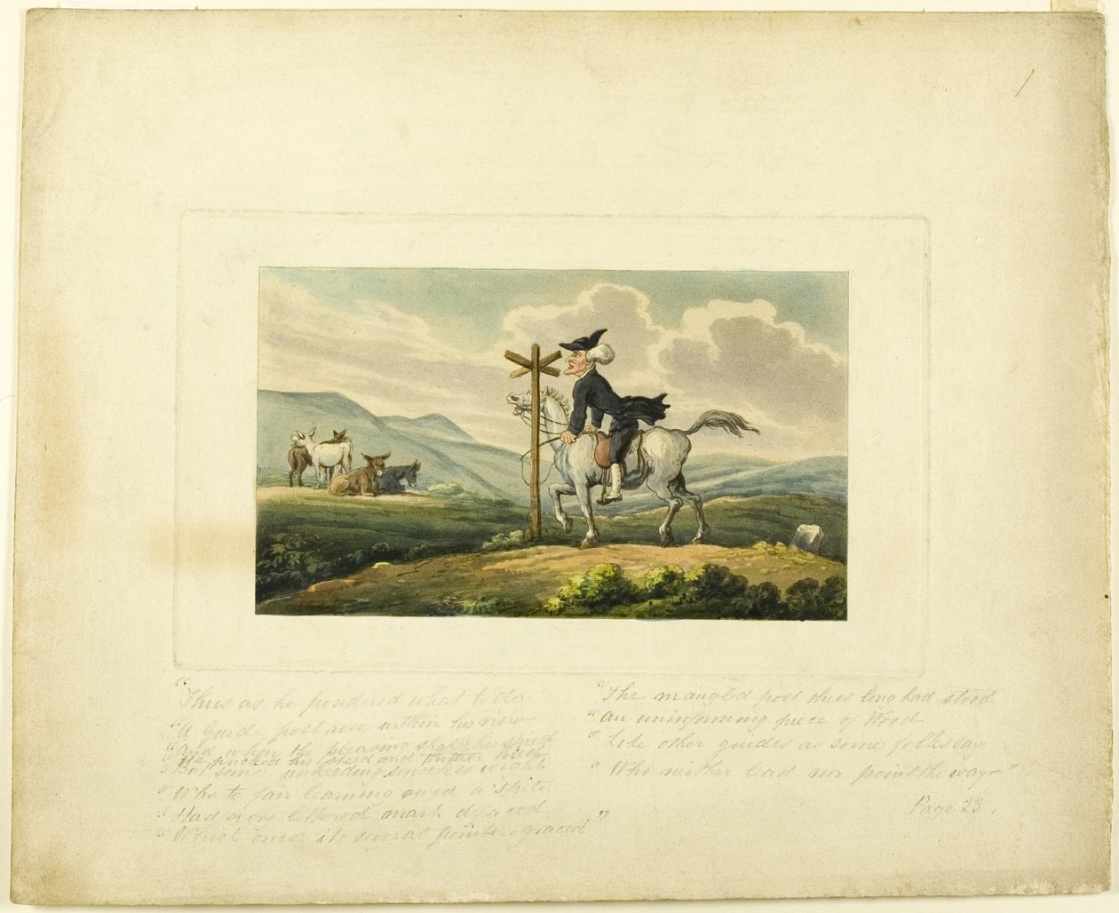 Doctor Syntax perdendo seu caminho, de The Tour of Doctor Syntax de Thomas Rowlandson