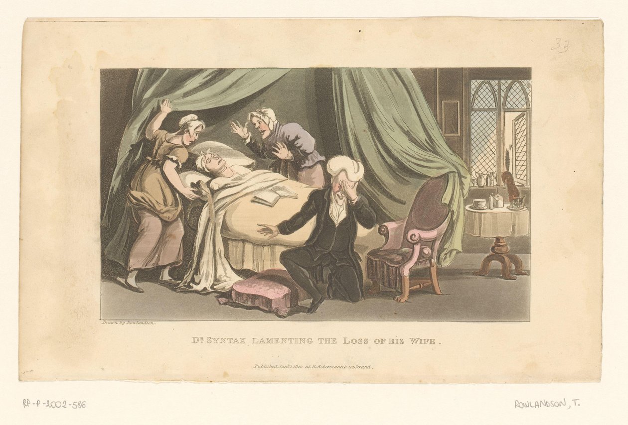 O Doutor Syntax chora a morte da sua esposa de Thomas Rowlandson