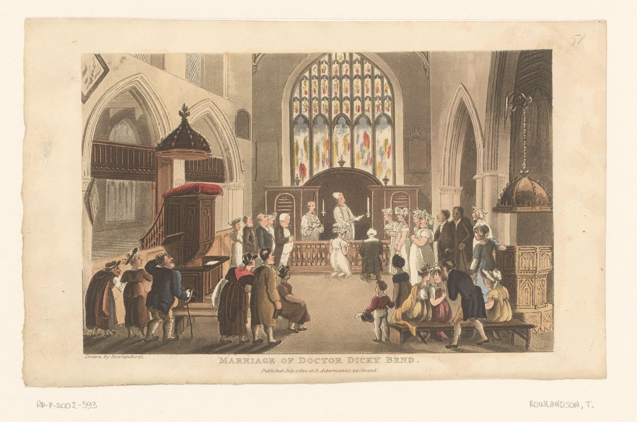 O Doutor Syntax celebra o casamento entre Dicky Bend e a sua noiva de Thomas Rowlandson