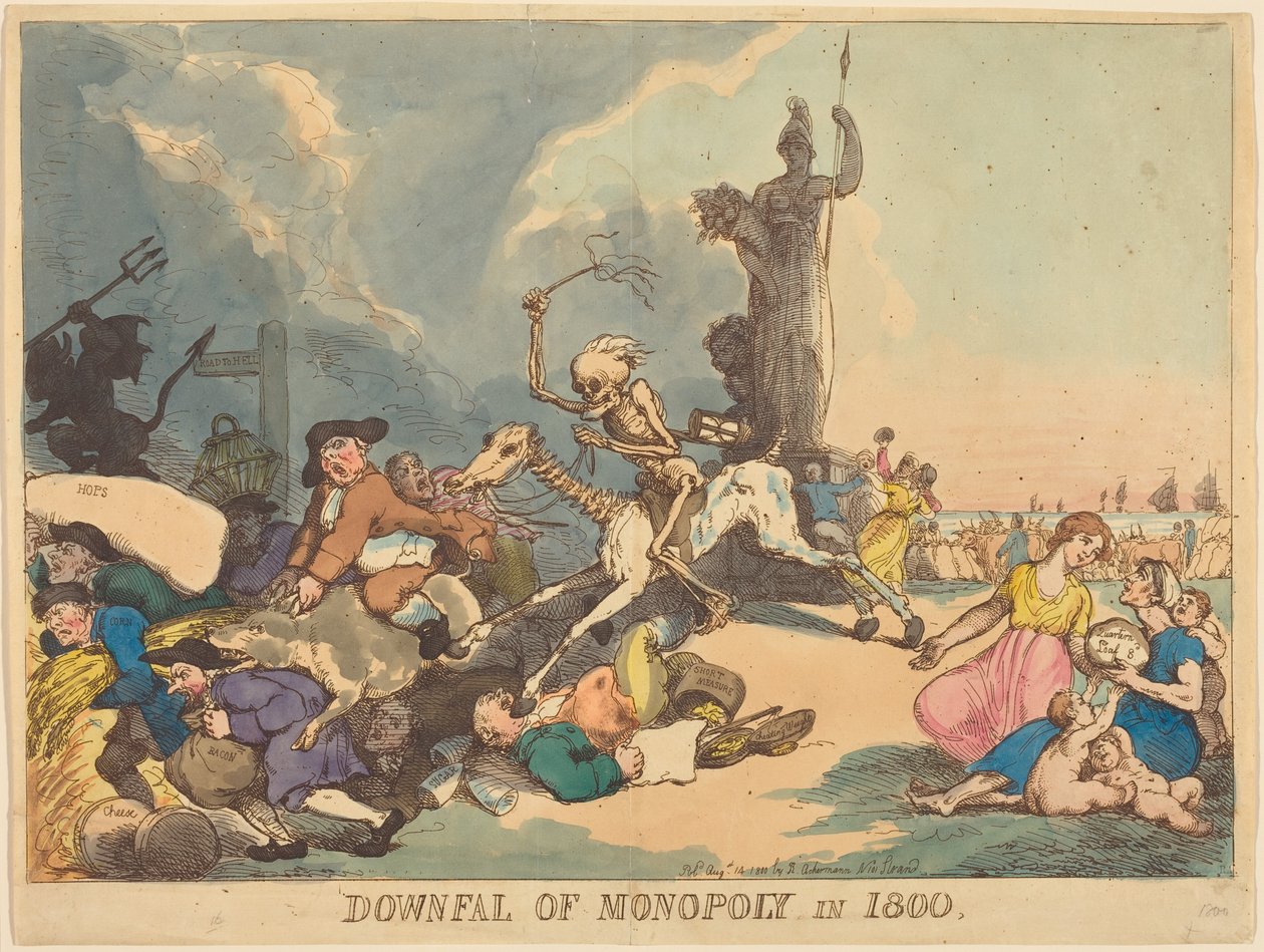 A queda do monopólio em 1800 de Thomas Rowlandson