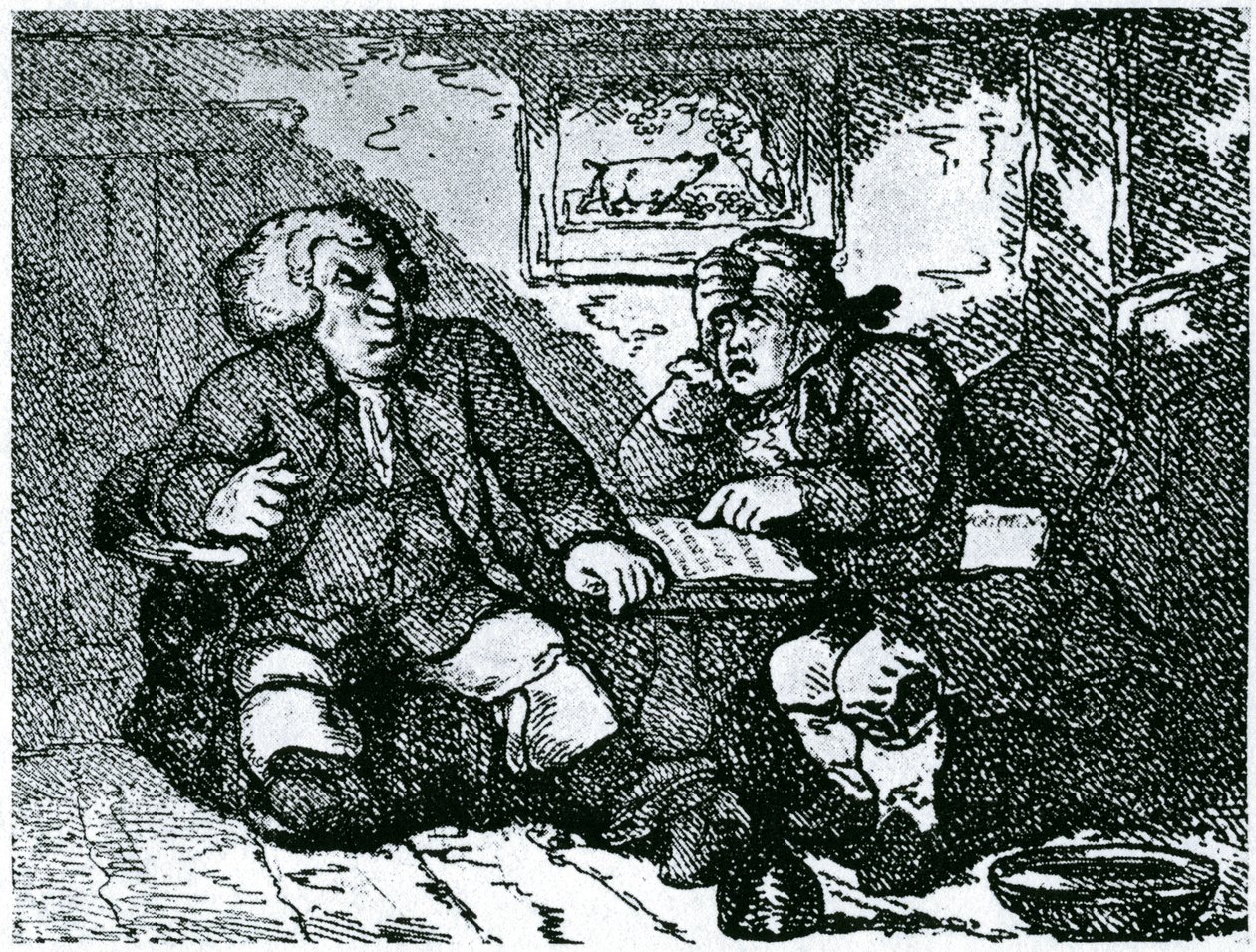 Dr Johnson e James Boswell se recuperando de uma ressaca depois de uma noite na cidade de Thomas Rowlandson