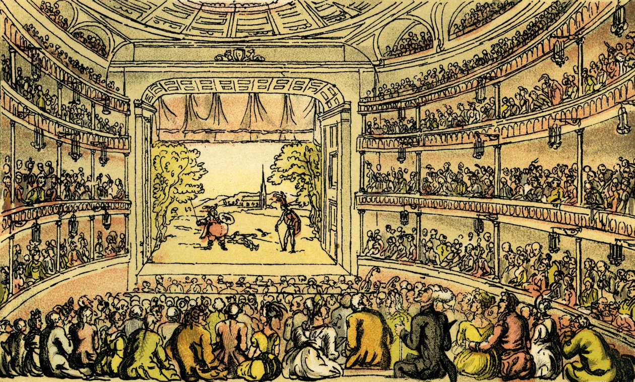 "Dr. Sintaxe no Covent Garden Theatre de Thomas Rowlandson