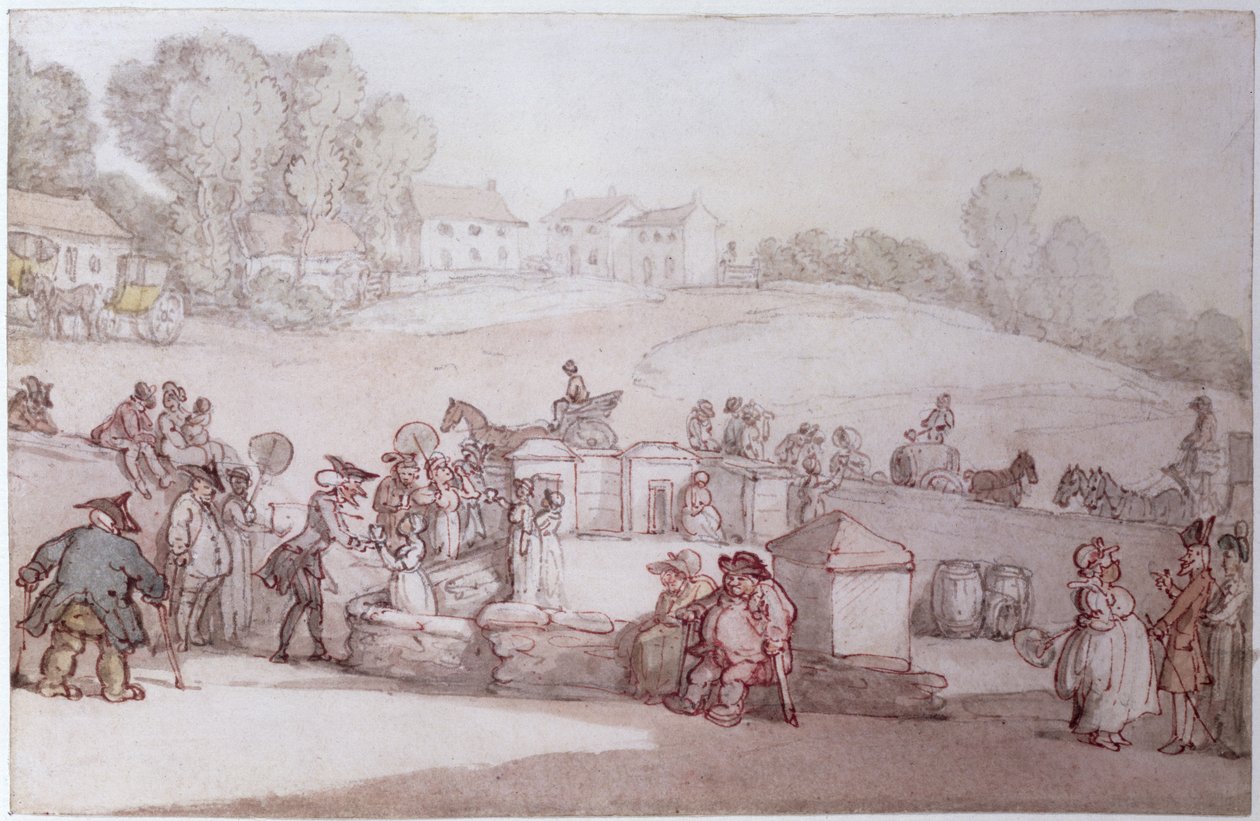 Dr Syntax no Harrogate Spa (caneta, wc e lápis no papel) de Thomas Rowlandson