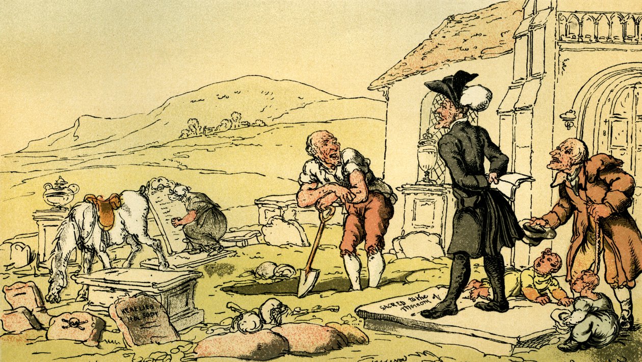 "Dr. Sintaxe a meditar nas lápides de Thomas Rowlandson