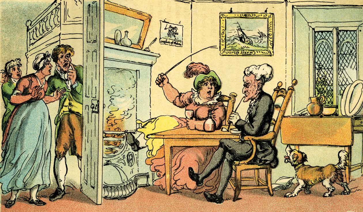 "Dr. Syntax regressou da sua digressão de Thomas Rowlandson