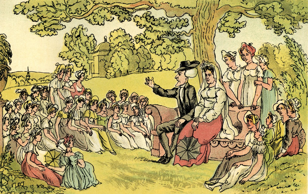 "Dr. Syntax visita um internato de Thomas Rowlandson