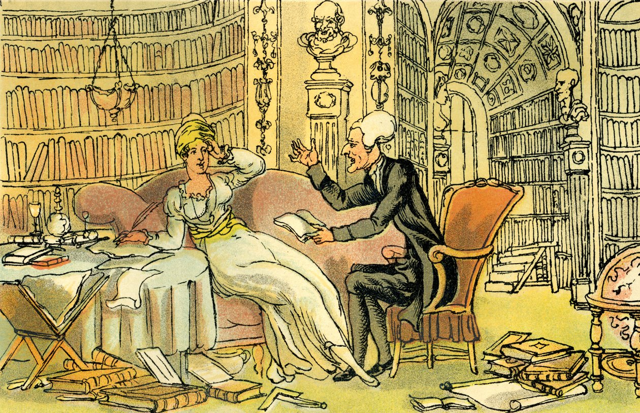 "Dr. Sintaxe com uma meia de beleza azul de Thomas Rowlandson