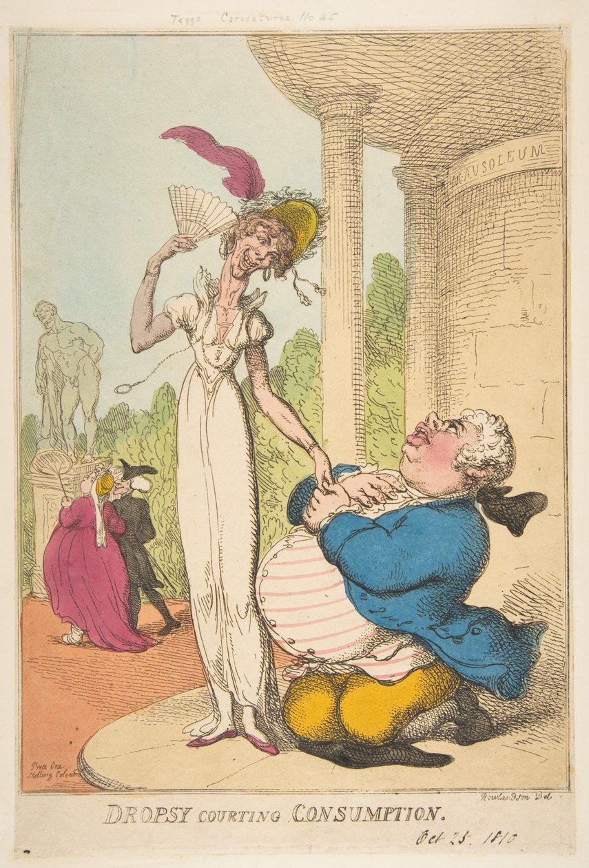 Dropsy Courting Consumo, 25 de outubro de 1810. de Thomas Rowlandson