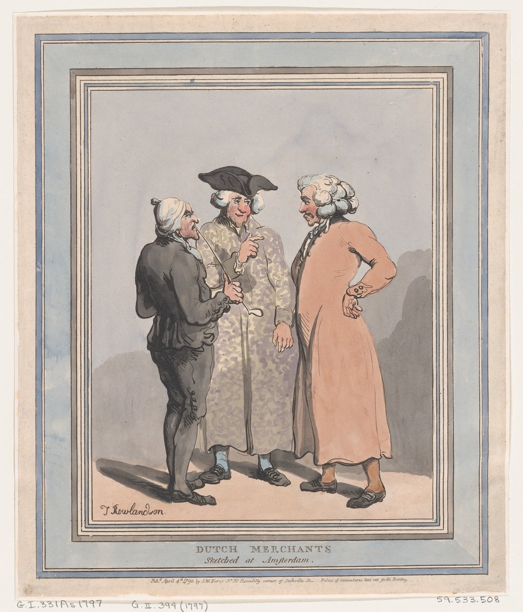 Mercadores holandeses esboçados em Amsterdã, 4 de abril de 1796., 4 de abril de 1796. de Thomas Rowlandson