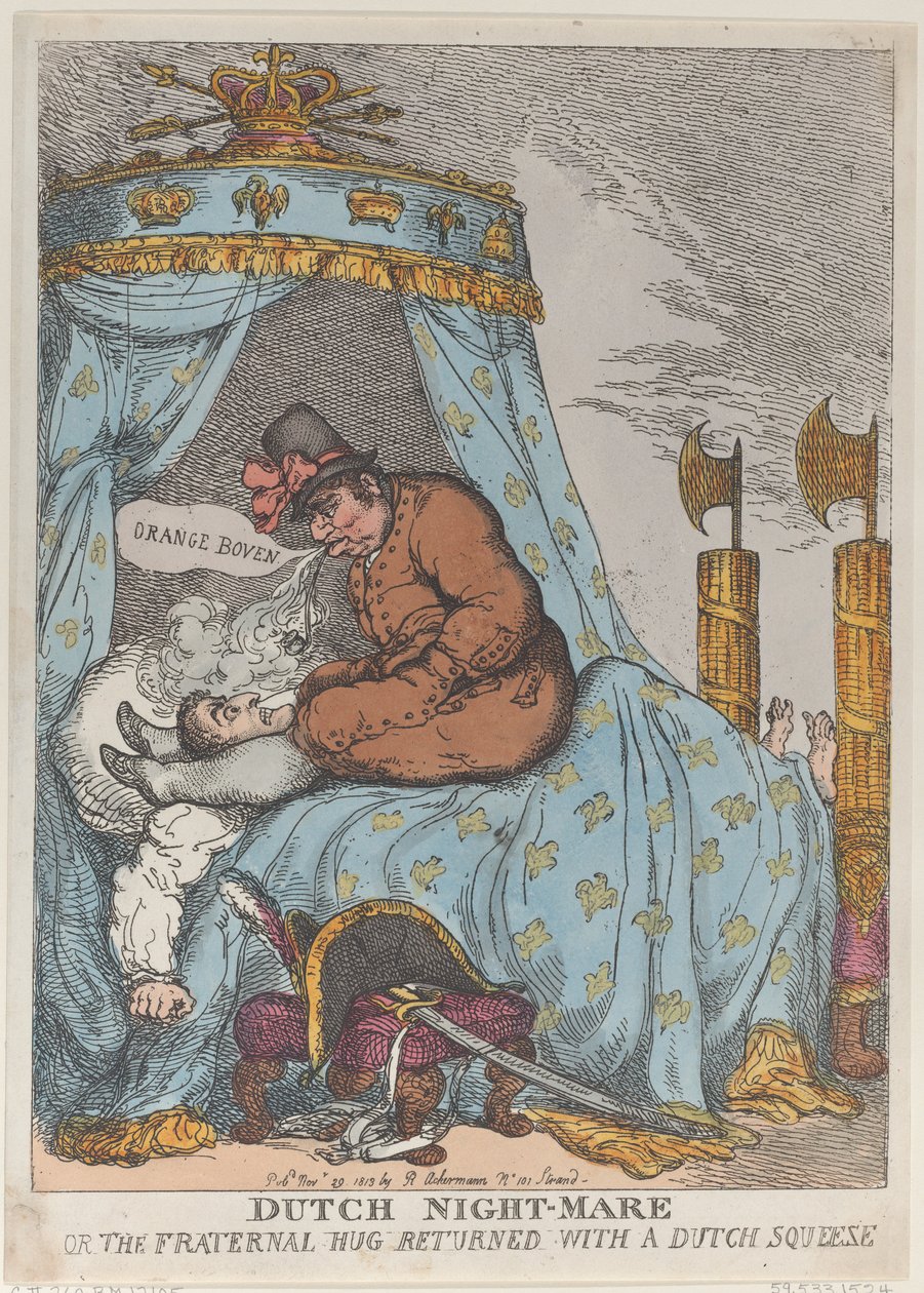 O Pesadelo Holandês ou o Abraço Fraterno Retornou com um Aperto Holandês, novembro..., 30 de novembro de 1813. de Thomas Rowlandson