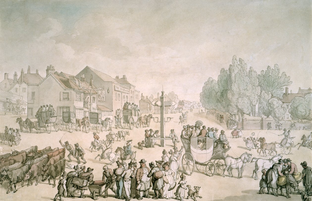 Elephant and Castle, Southwark, Londres, c1805-c1820 de Thomas Rowlandson