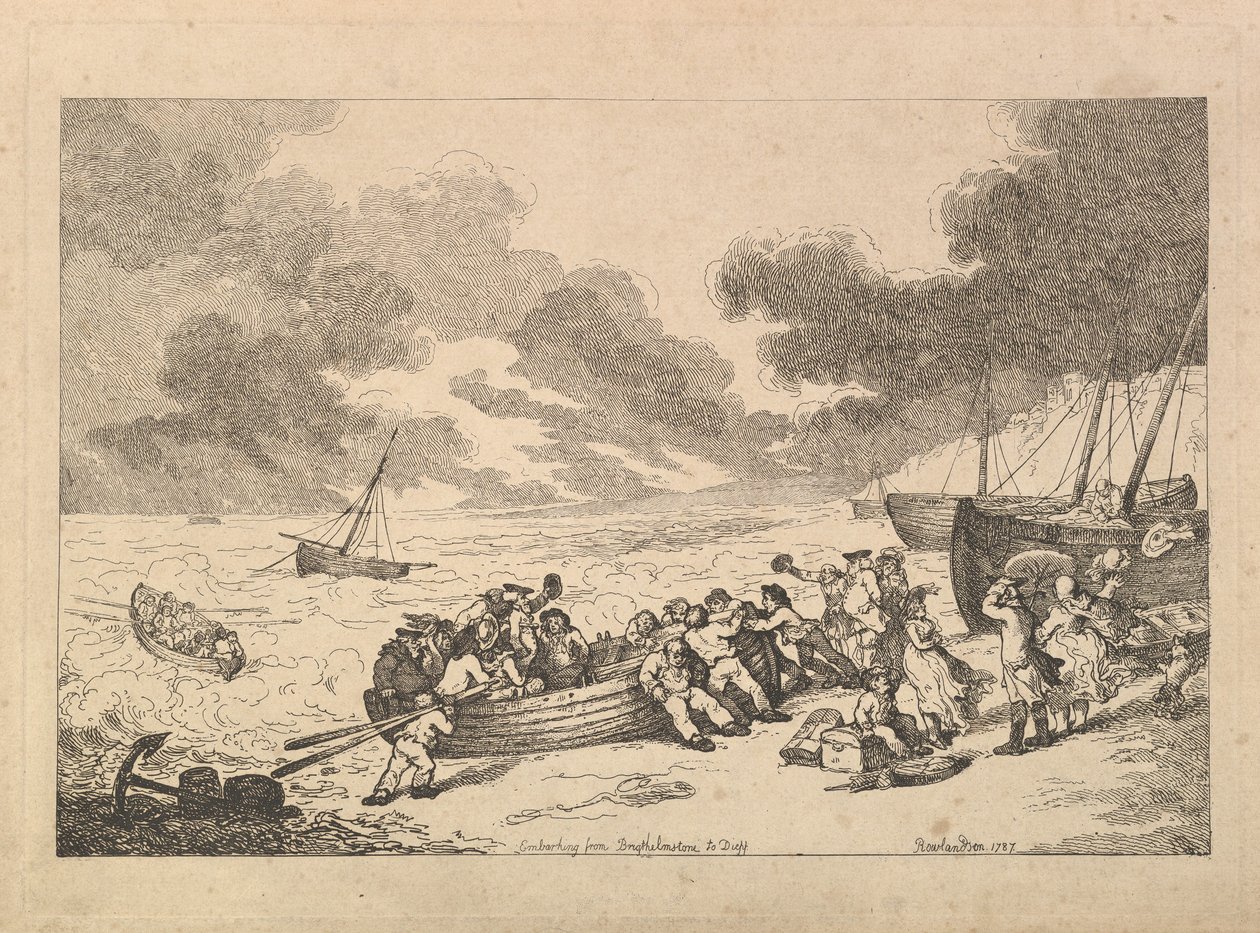Partida de Brighthelmstone para Diepp[e] (de *Imitations of Modern Drawings*) de Thomas Rowlandson