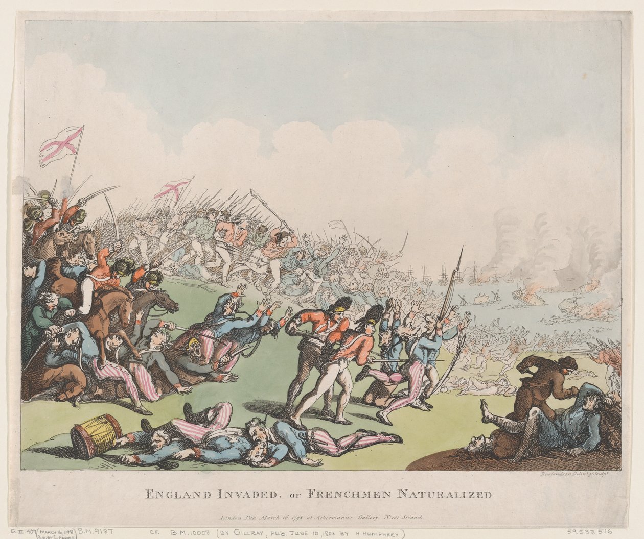 Inglaterra Invadida, ou Francesa Naturalizada, 16 de Março de 1798., 16 de Março de 1798. de Thomas Rowlandson