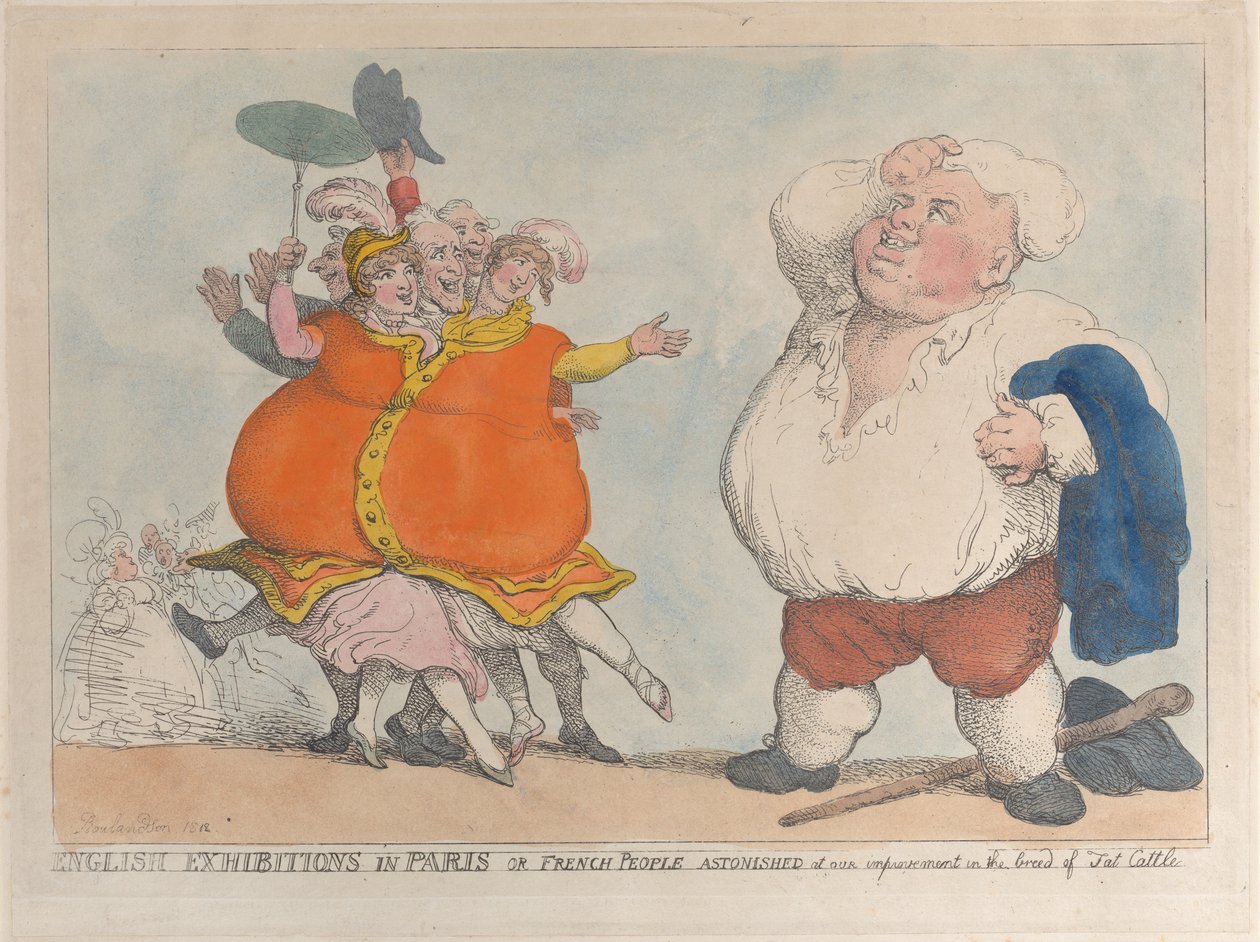 Exposições Inglesas em Paris ou Franceses Surpreendidos com Nossa Melhoria na Raça de..., 1812. de Thomas Rowlandson