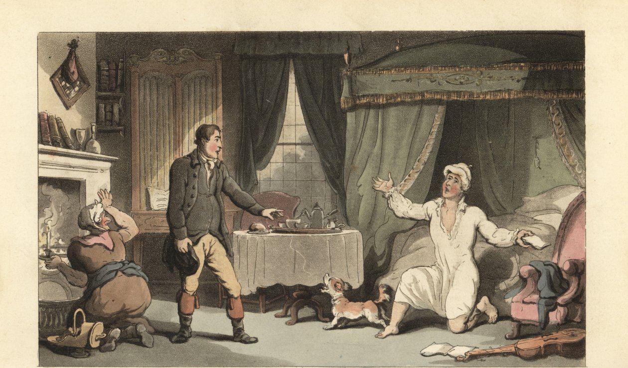 Cavalheiro inglês a receber uma carta da sua família de Thomas Rowlandson