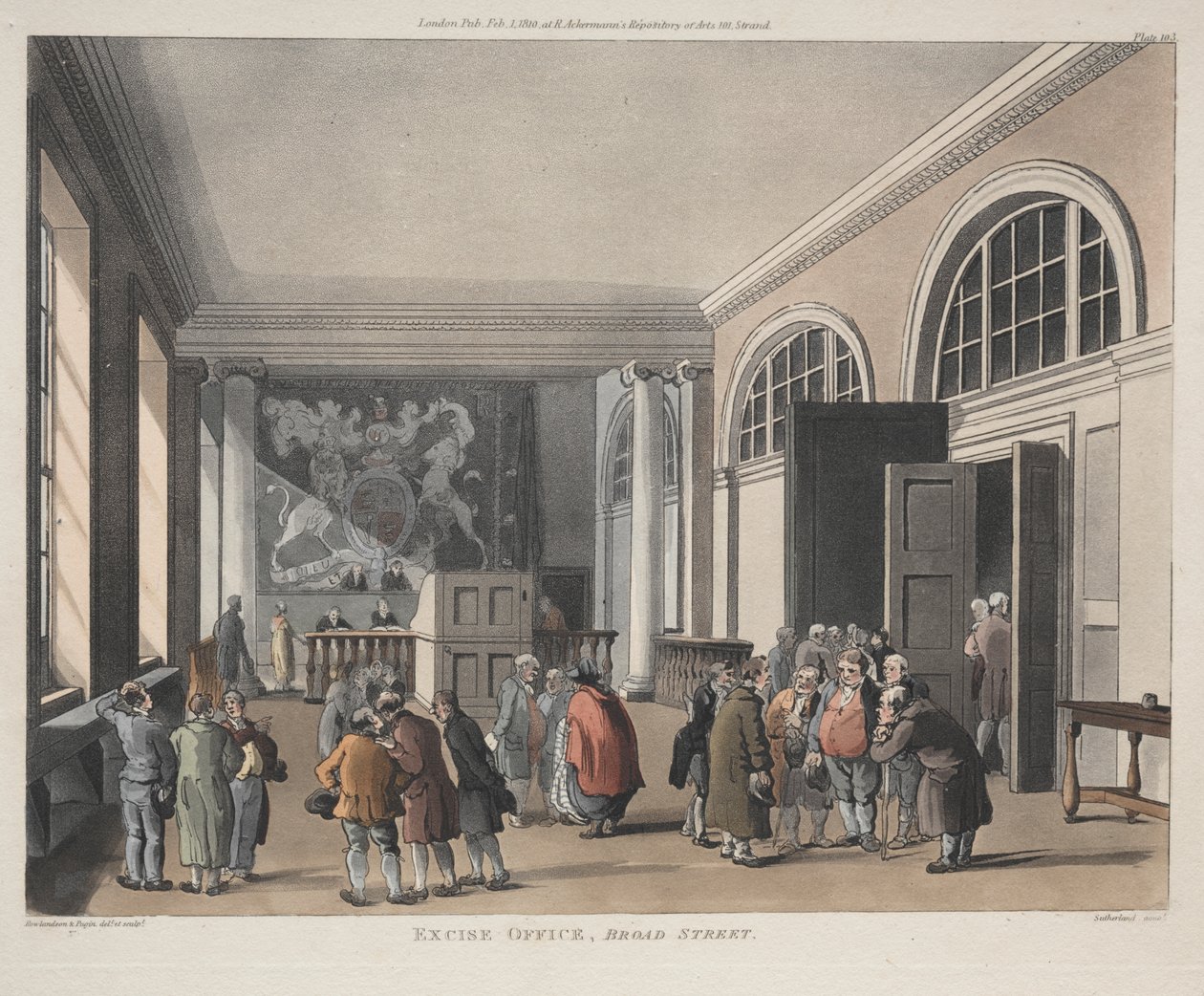 Serviço de impostos especiais de consumo, Broad Street de Thomas Rowlandson
