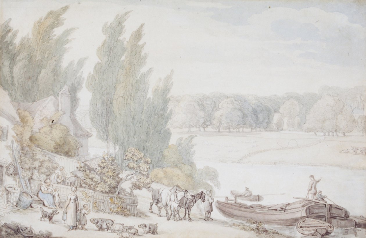 Quinta nas margens de um rio de Thomas Rowlandson