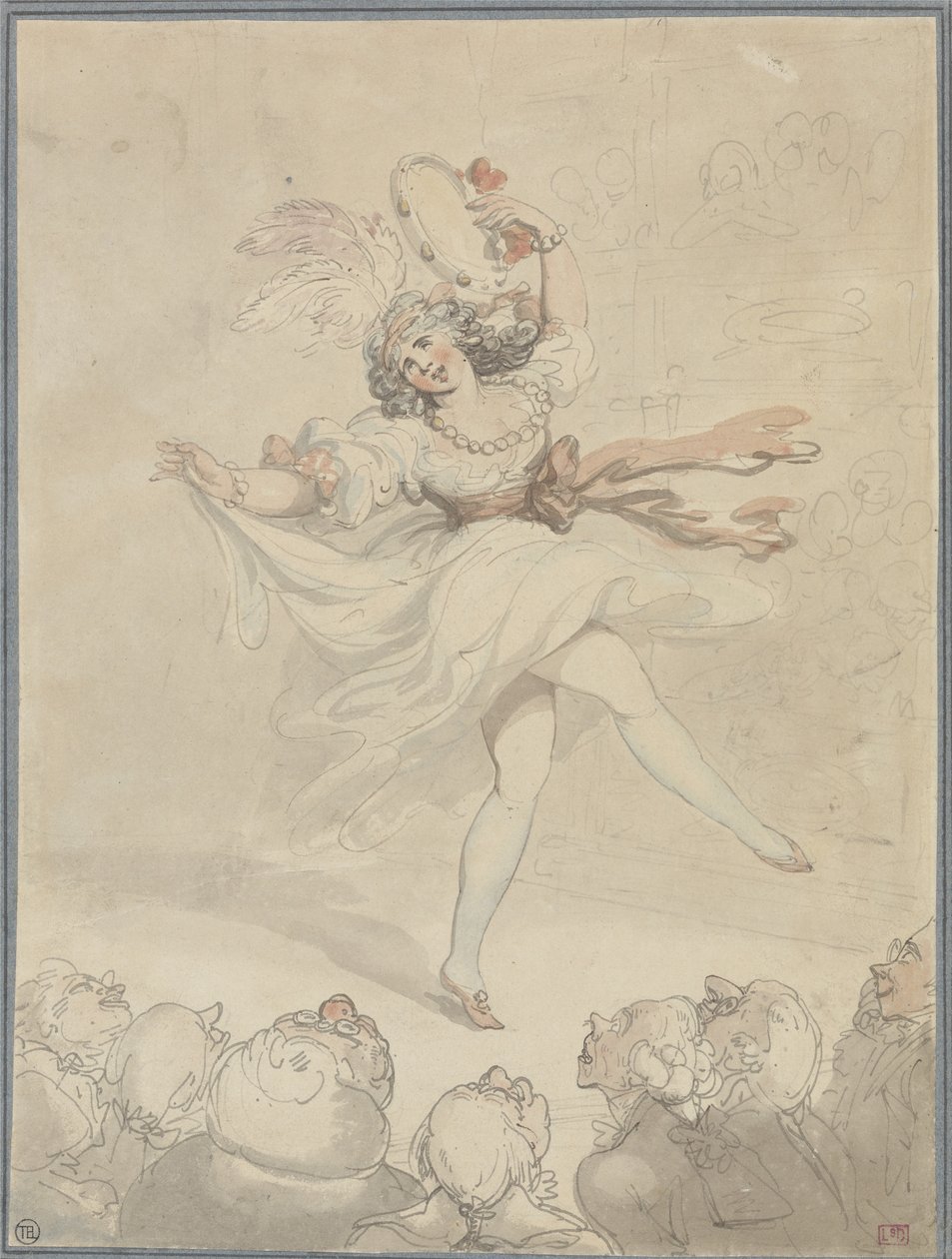 Dançarina com um pandeiro de Thomas Rowlandson