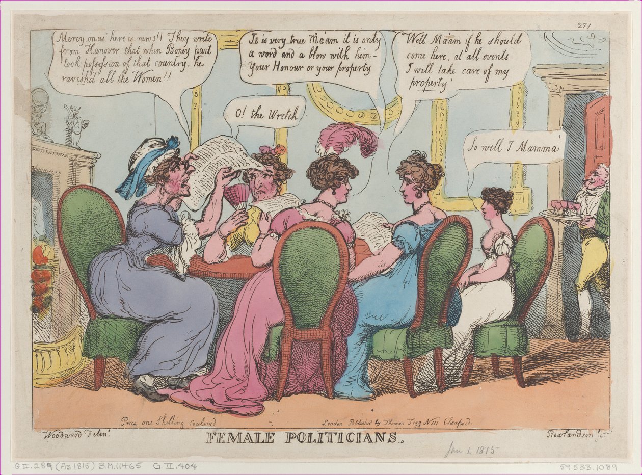 Mulheres políticas, 1º de janeiro de 1808., 1º de janeiro de 1808. de Thomas Rowlandson