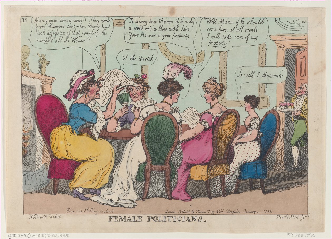 Mulheres políticas, 1º de janeiro de 1808., 1º de janeiro de 1808. de Thomas Rowlandson