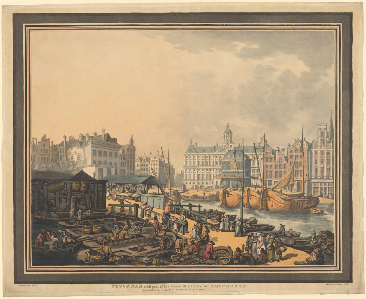 Feyge Dam, com parte do Mercado de Peixes em Amsterdã de Thomas Rowlandson