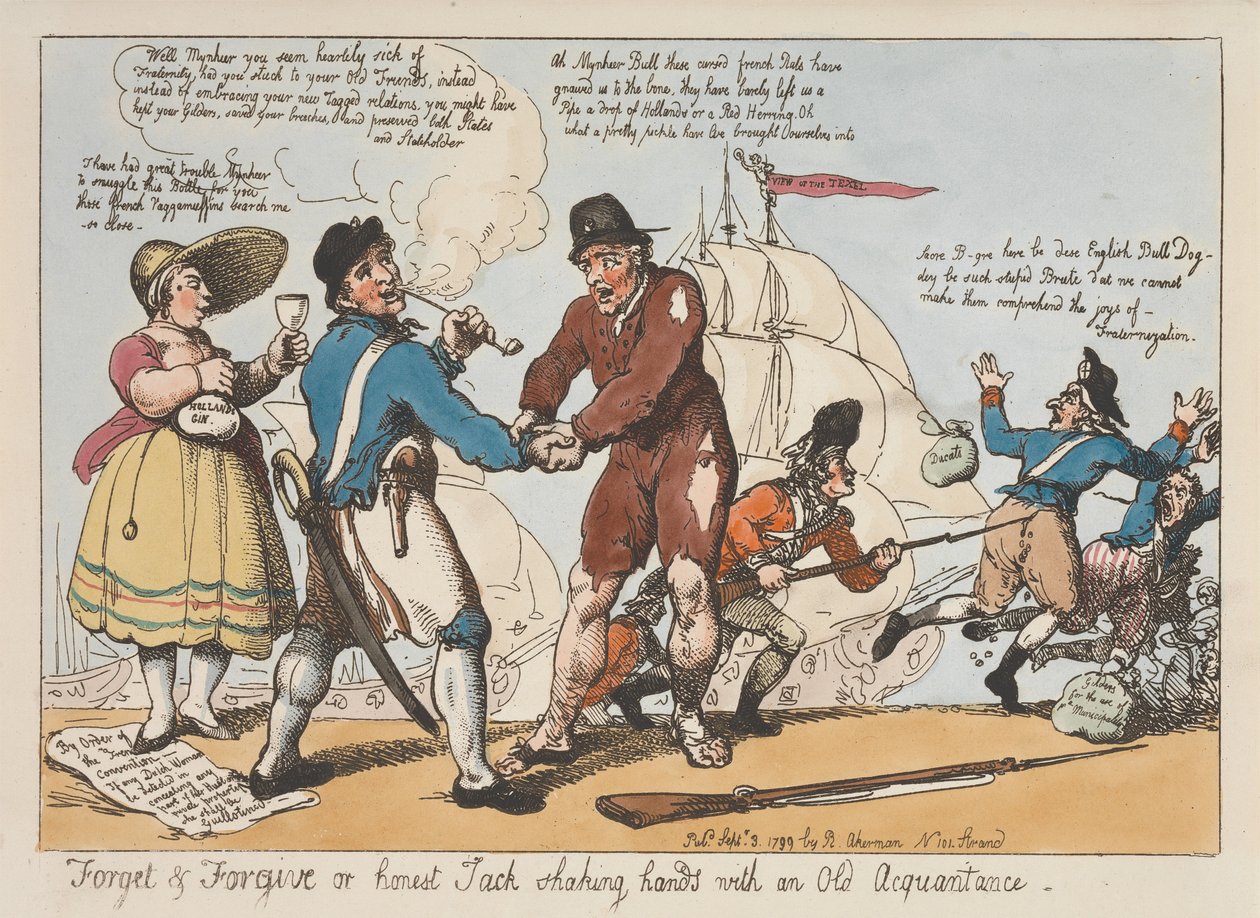 Esquecer e Perdoar ou o Honesto Jack a apertar a mão a um velho conhecido de Thomas Rowlandson