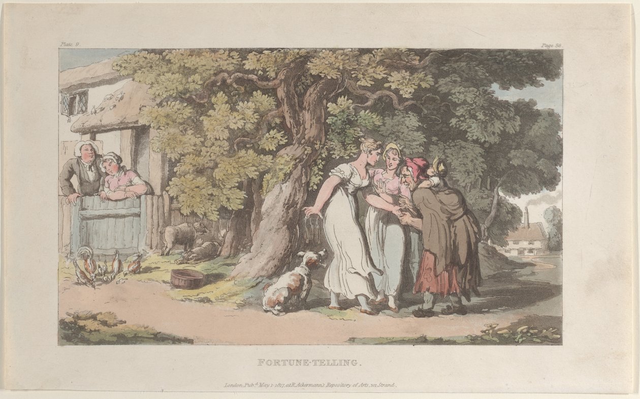 Adivinhação, de The Vicar of Wakefield, 1º de maio de 1817., 1º de maio de 1817. de Thomas Rowlandson
