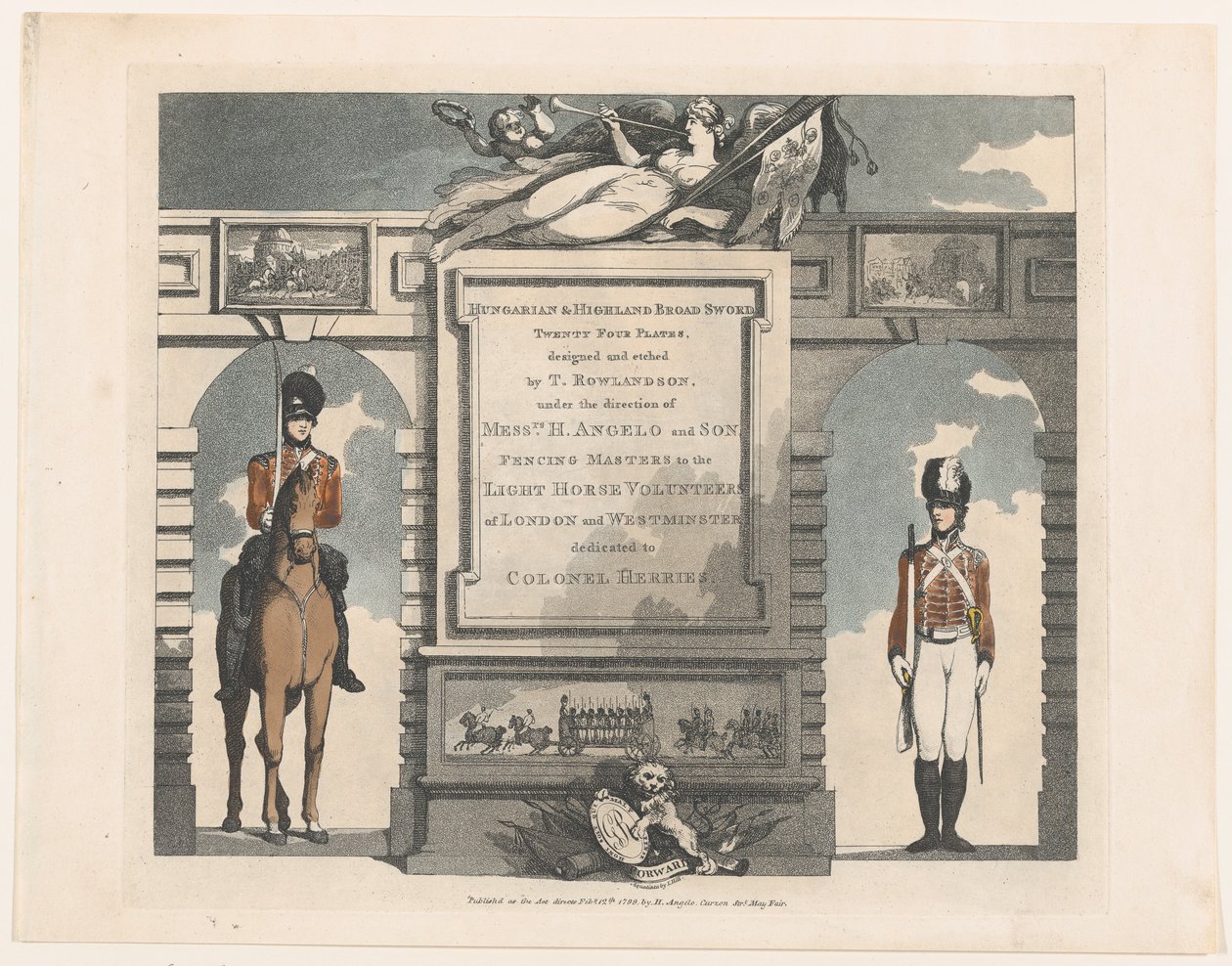 Forward, húngaro e Highland Broadsword, 12 de fevereiro de 1799. de Thomas Rowlandson